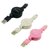 商品写真 THC102CA07K, THC102CA07W, THC102CA07P「Type-C to USB-A 巻き取りケーブル」