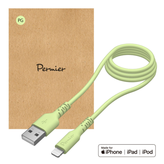 充電 ケーブル » PR-H301L10-PG シリコンケーブル A to L 1.0m ピクニックグリーン　