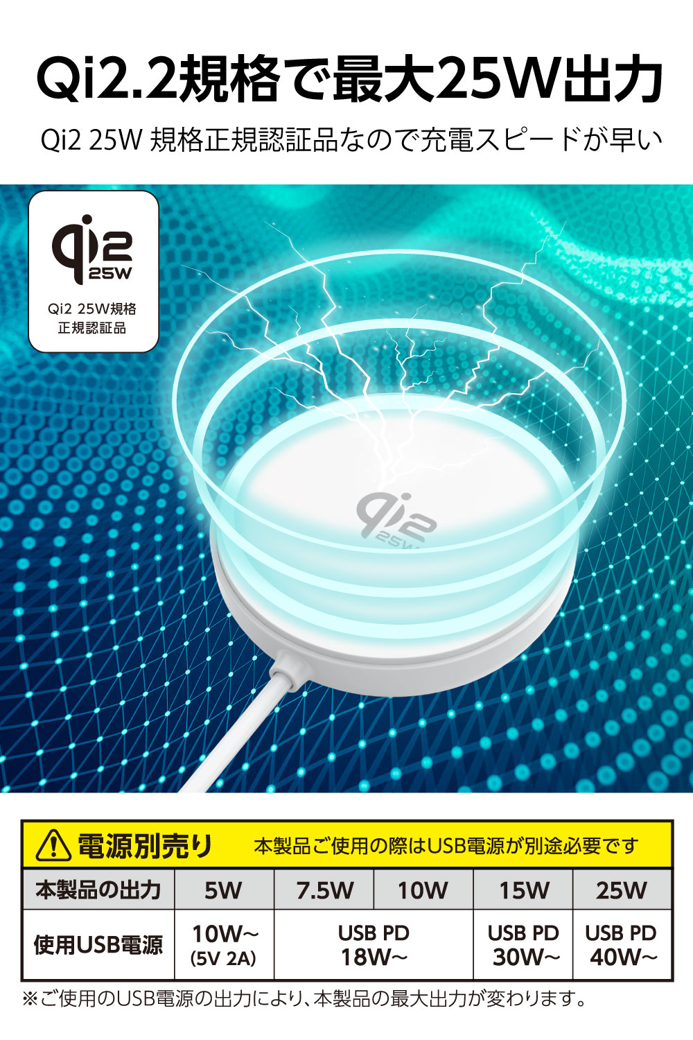 Qi2.2対応 ワイヤレス充電器 ホワイト – 多摩電子工業 | 公式サイト